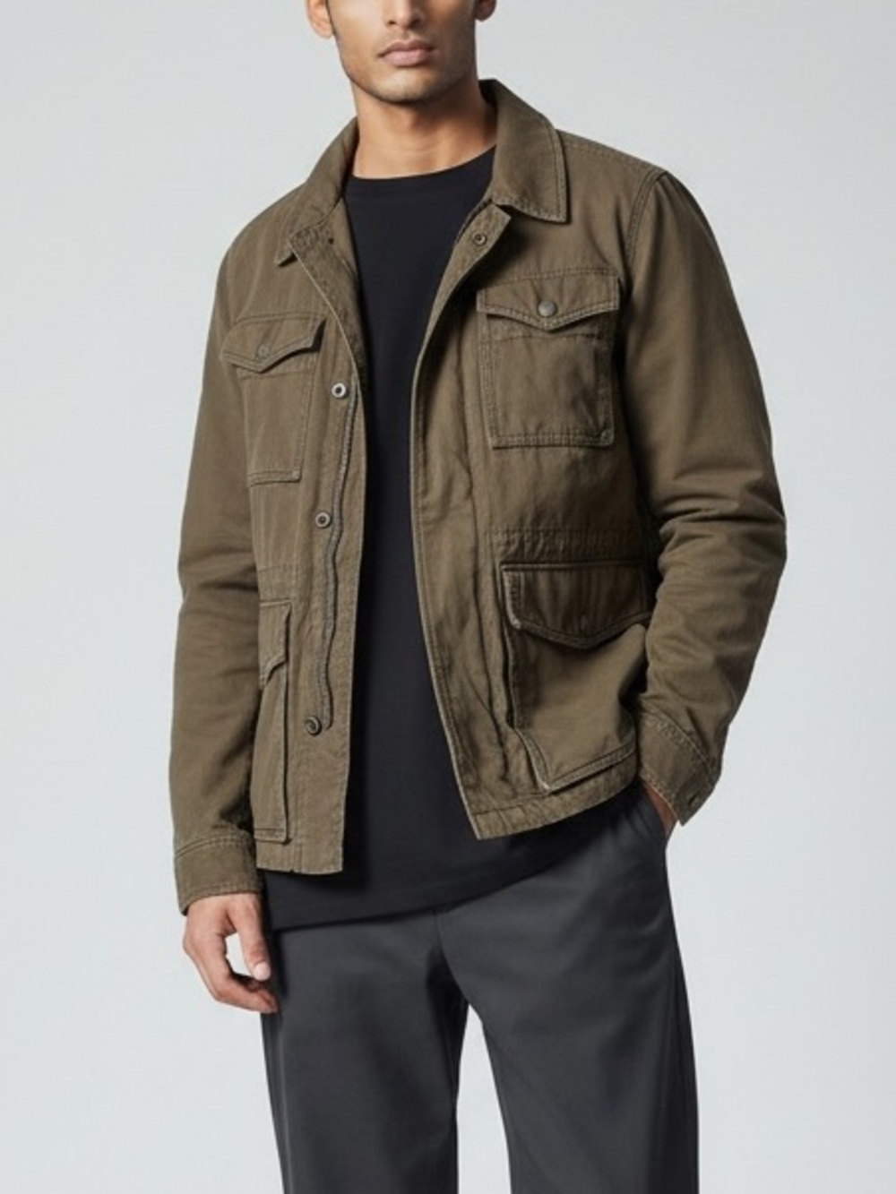 American Eagle Mens Vintage Utility Chore Coat Field Barn Jacket Olive Large Y2K